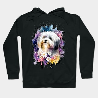 Rainbow Havanese Dog Watercolor Art Hoodie